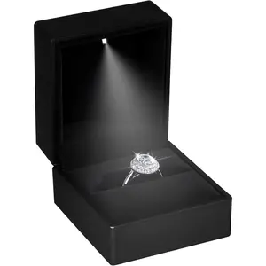 Engagement Ring Box with LED Light,  Ring Box for Wedding Rings, Ceremony, Proposal, Anniversary Birthday