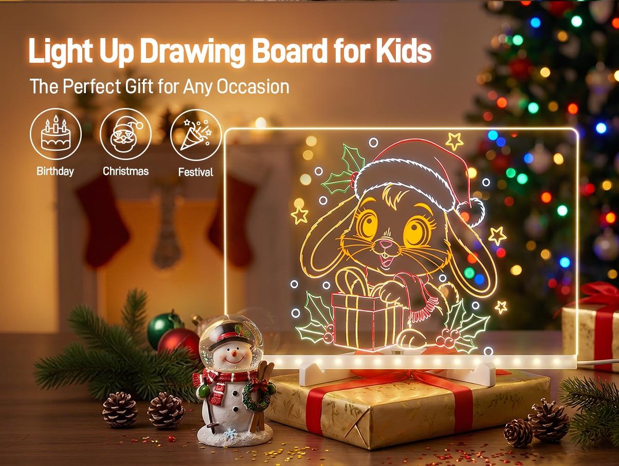 Conatu Acrylic LED Drawing Board for Kids, Acrylic Dry Erase Light-Up Drawing Board with Stand, Markers & Wipes, Erasable Reusable Board for Kids Learning, Ideal Gift for Birthday Conatu Acrylic LED Drawing Board for Kids, Acrylic Dry Erase Light-Up Drawing Board with Stand, Markers & Wipes, Erasable Reusable Board for Kids Learning, Ideal Gift for Birthday