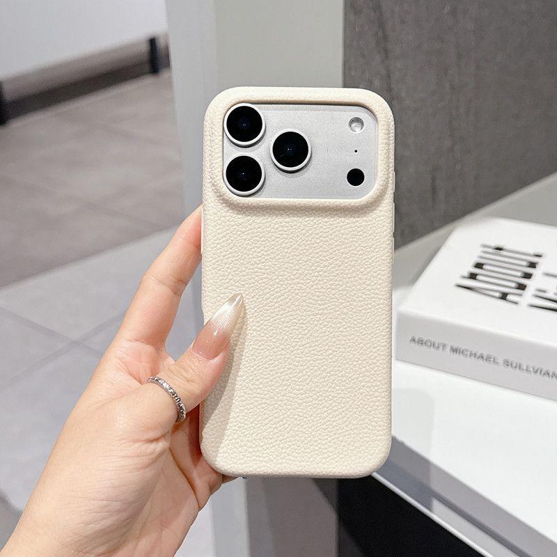 【High Quality】Litchi Grain Real Leather iPhone Case, MagSafe Compatible, Shockproof Slim Protective Cover, Anti-Fingerprint Non-Slip Phone Case for iPhone 12-17 Series