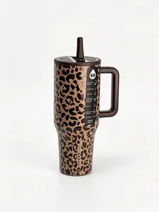 HydroJug Traveler Savanna Leopard 40oz  Classic Brown Leopard Print Tumbler with Triple-Wall Insulation Flip Straw Lid for All-Day Hydration Portable Drinkware Mug Flasks Bottled Reusable Stylish outdoorfun father