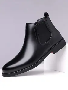 Men's Fashion Gentleman Casual Business Office Shoes, PU Leather Formal Leisure Shoes, Classic British Style All Seasons, Solid Color Shoes, PU Leather Footwear