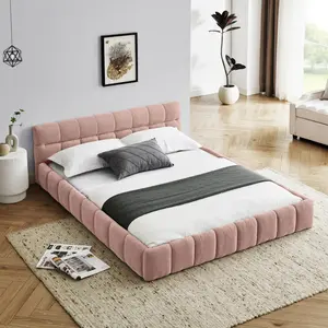 Queen Size Upholstered Bed Frame with Thick Fabric, Chenille Fabric Grounded Queen Size Platform Bed with Headboard and Solid Frame. No Box Spring Needed (68''*86.5''*23.5'')