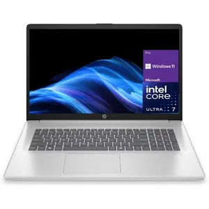 HP 17.3" AI Laptop, Intel Core Ultra 7 255U, 16/32/64 GB DDR5, 512GB/1TB/2TB SSD, HD Touchscreen, Backlit Keyboard, Windows 11 Pro, Wi-Fi 6, Natural Silver