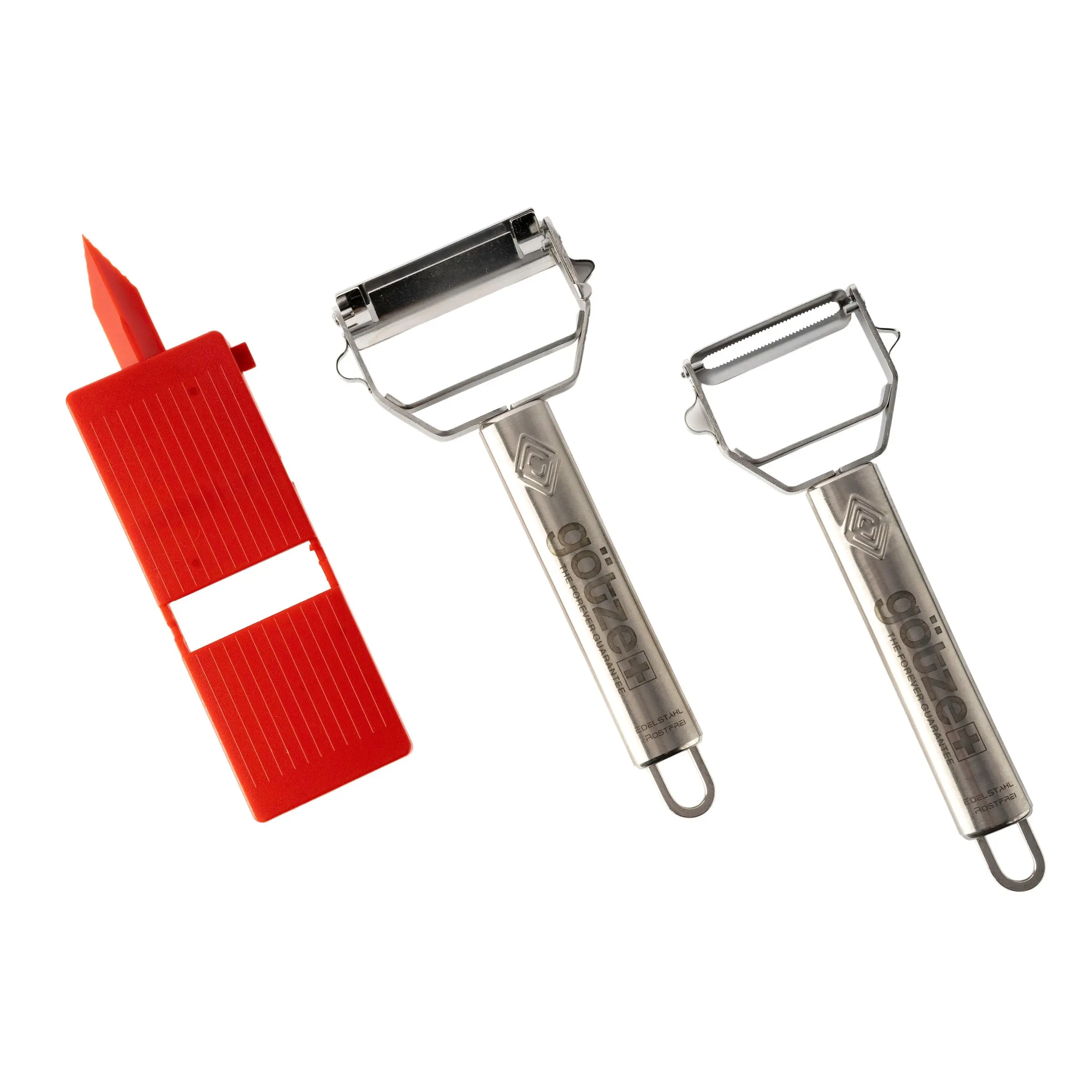Götze Kitchen Cutting & Prep Tools Set - Premium Stainless Steel - Peelers Set / 3-in-1 Kitchen Shears / Vertical Slicer / Chopper - Bundle & Save
