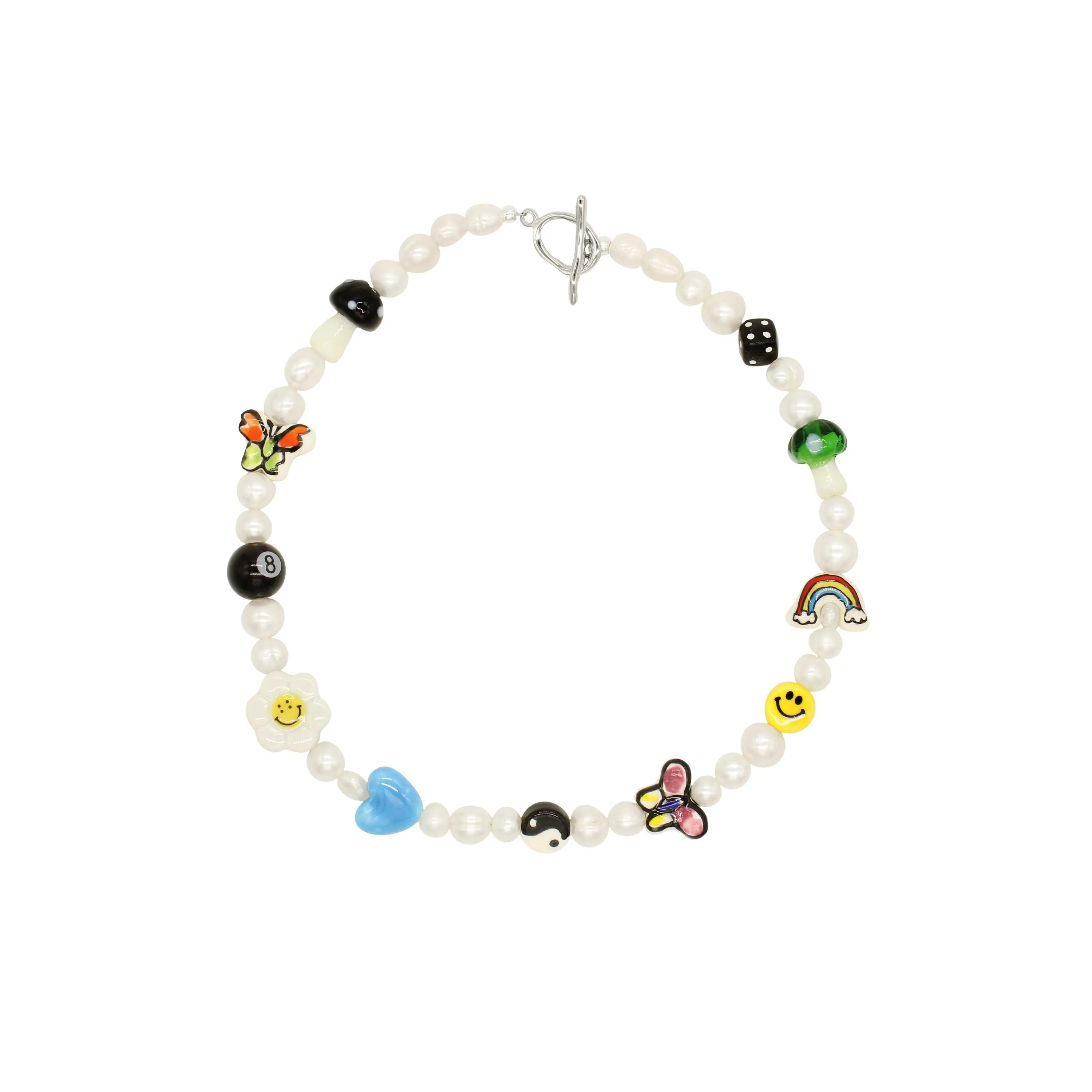 Effy - Pearl Necklace With Ceramic Beads 16.5″