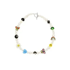 Effy - Pearl Necklace With Ceramic Beads 16.5″