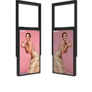 43Inch Double Side Window Digital Signage Hanging Advertising Display, From 2500nits to 700nits High Brightness Indoor Digital Signage, CMS/U-Disk Plug&Play, Split Screen, 24/7 Operation, Android 11OS