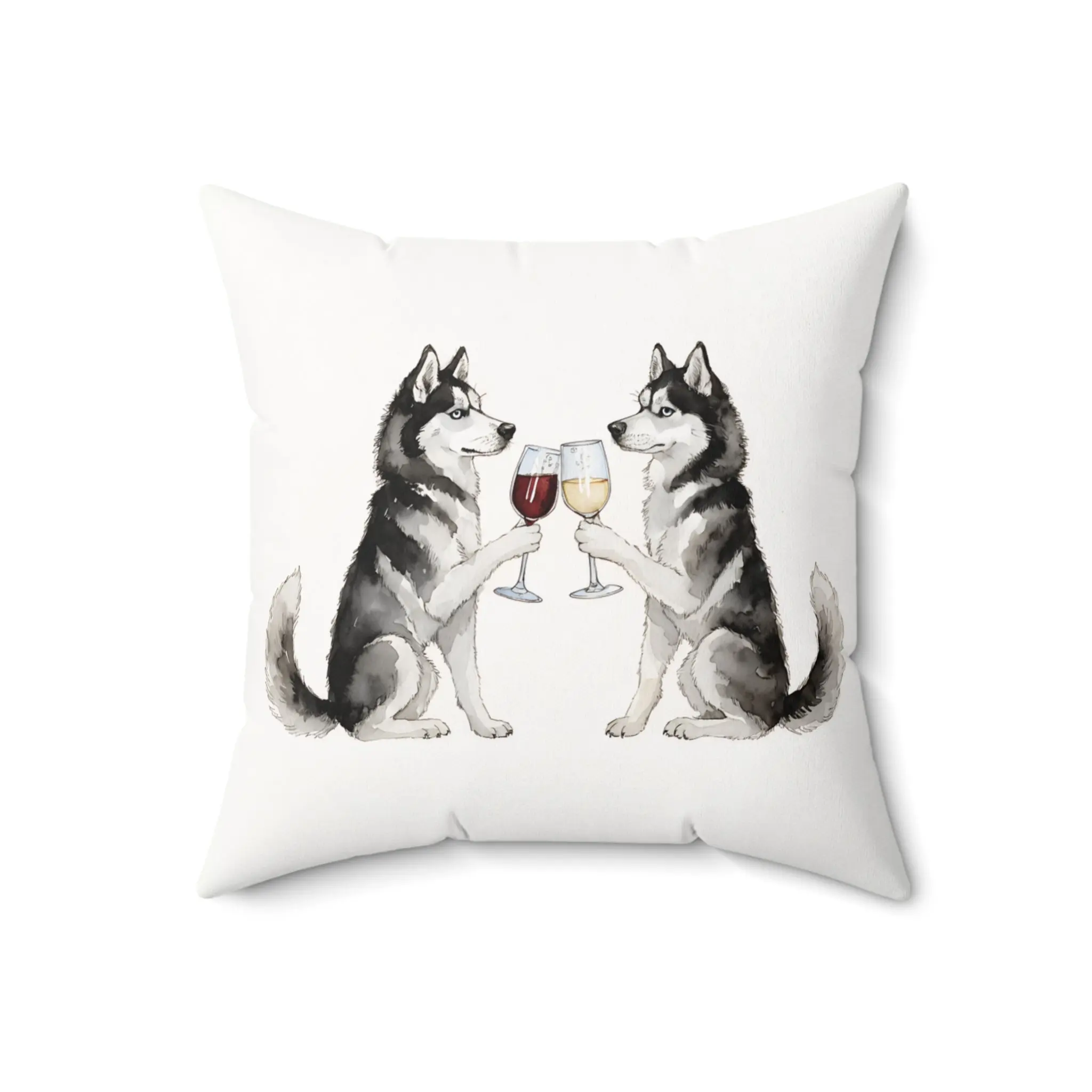 Happy Hour Siberian Husky Throw Pillow