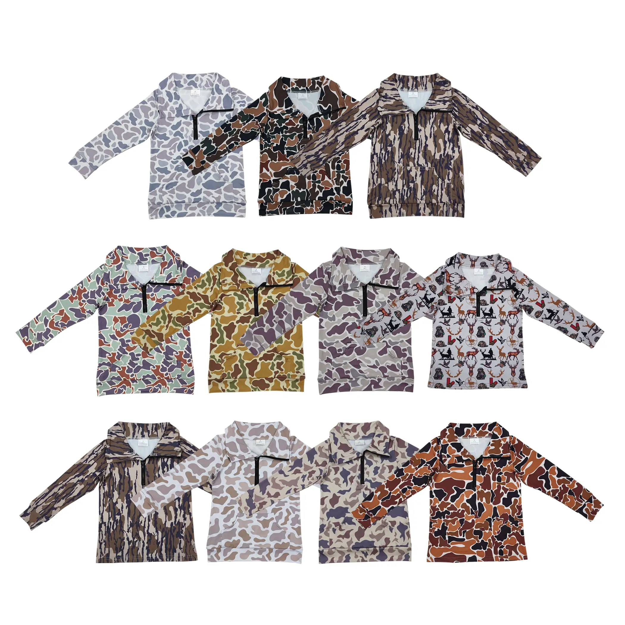 Fall Vibes Long Sleeve Hunting Camo Boy Pullover Kids Casual Soft & Cozy Top trendy toddler clothes
