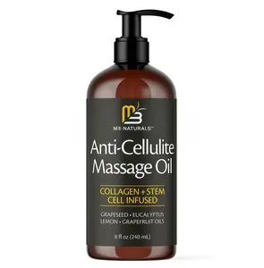 M3 Naturals Cellulite Massage Oil 8oz-Smooth the Appearance of Cellulite -Body Care & Skin Care Massage Oil -Topical Collagen and Plant Stem CellBody Oil to Restore Texture and Elasticity-Soothing Body Oil