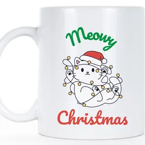 Meowy Christmas Meowy Cat Christmas Cat Lover Gift Cat Mug Cat Cup, Meme Gift, Funny Mug, Gift For Friend