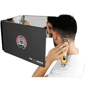 Tri-Fold 360 Mirror - Adjustable Trifold Barber Mirror for Self-Haircutting, Crystal Clear Glass Quality, Compatible with LipFi's BarberShop Decor Plastic Door
