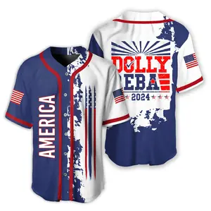 Dolly Reba Baseball Jersey, American Flag Shirt for Men, Women, Button Down Summer Outfit, vintage style, Summer 2024 Jersey Style, Unisex Outfit