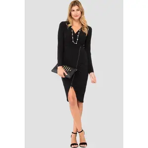 Joseph Ribkoff Long Sleeves Zipper Fitted Dress