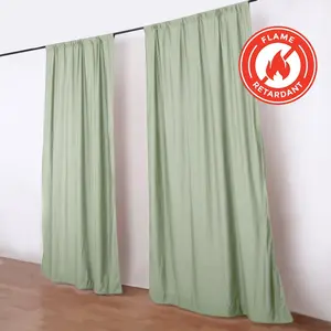 2 Pack 5ftx10ft Sage Green Scuba Polyester Backdrop Drape Curtains, Durable Flame Resistant Event Divider Panels Wrinkle Free With Rod Pockets