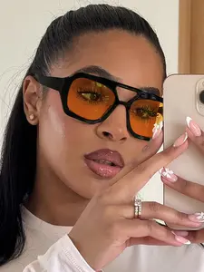 High-Quality Unisex Retro Aviator Sunglasses, Fashionable Square Frame, Colored Lenses, Metal Hinges, Perfect Gift for Holidays, Trendy Casual Aviator