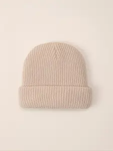 Newborn Knit Hat with Letter Embroidery, Warm Winter Beanie for Infants, Suitable for Outdoor Use, Casual Style for Daily Commute, Winter Skull Cap