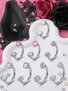 20Gauge Horseshoe Nose Rings Nose Hoop Heart Star Round Double CZ Cubic Zirconia Nose Piercing Jewelry Hypoallergenic Stainless Steel Internally Threaded U Shaped Septum Rings Cartilage Earrings Tragus Helix Piercing Jewelry Lip Rings For Women Men