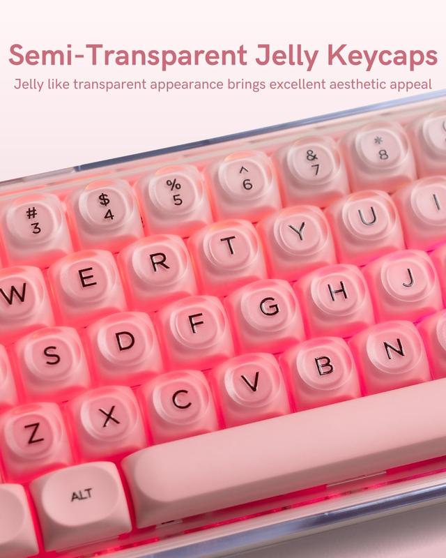 Womier PBT Keycaps, Jelly Keycaps MOA Profile for 61/68/84/87/98/100 Cherry Gateron MX Mechanical Keyboards