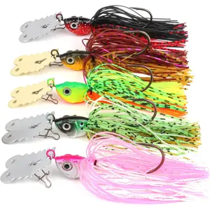 Bladed Jig Fishing Lures, Vibrating Swim Jigs with Silicone Skirts, Ultra-Sharp Needle Point Hooks, Multi-Color Kits, 5pcs Popular 1/4 oz 3/8 oz 1/2 oz Sizes for Bass Pike Walleye Muskie