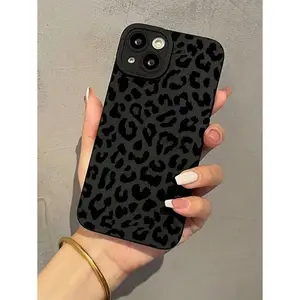 Cheetah Print Apple 1pc Black Leopard Design Phone Case Compatible With IPhone 15 Pro Max/15 Pro/15/14/13/12/11, 13 Pro/14 Pro Max, Full Protective Cover