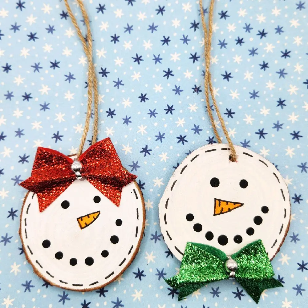 Peppermint Scented Snowman & Snow woman Ornaments Set of 2 Christmas Hand