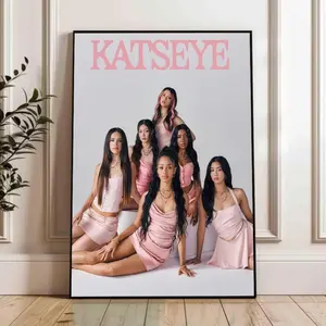[Unframed] KATSEYE Girl Group K-Pop Inspired Wall Art Poster - Premium High-Definition Canvas Print Fandom Merchandise, Aesthetic Pink Room Decor, Perfect Holiday Gift for Eyekons Fans (No Frame)