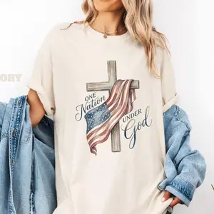 One Nation Under God Shirt Christian Patriotic Cross America 250 Vintage Gift A