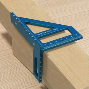 Aluminum Alloy Woodworking Square Protractor, 1 Count 45°/90° Measuring Ruler, Multi-Angle Layout Measuring Ruler