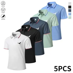 5-piece set — Summer men’s short-sleeve golf shirts for business casual outdoor wear, designed for leisure sports and perfect for everyday casual sportswear