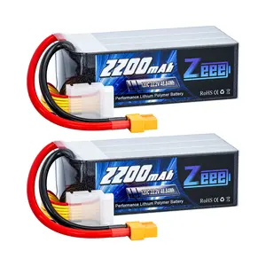 Zeee 6S Lipo Battery 2200mAh 22.2V 120C Soft Case Battery with XT60 Connector for RC Airplane Helicopter RC Car Truck Tank Drone Racing Hobby(2 Pack) Fast Brushless rcheli