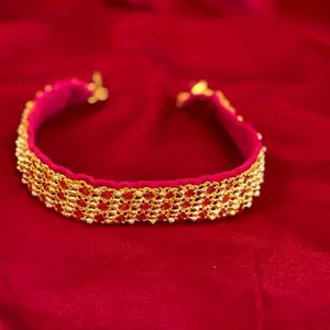 24k Gold Plated Velvet Headband Sirbandhi Nepali Jewelry for Women