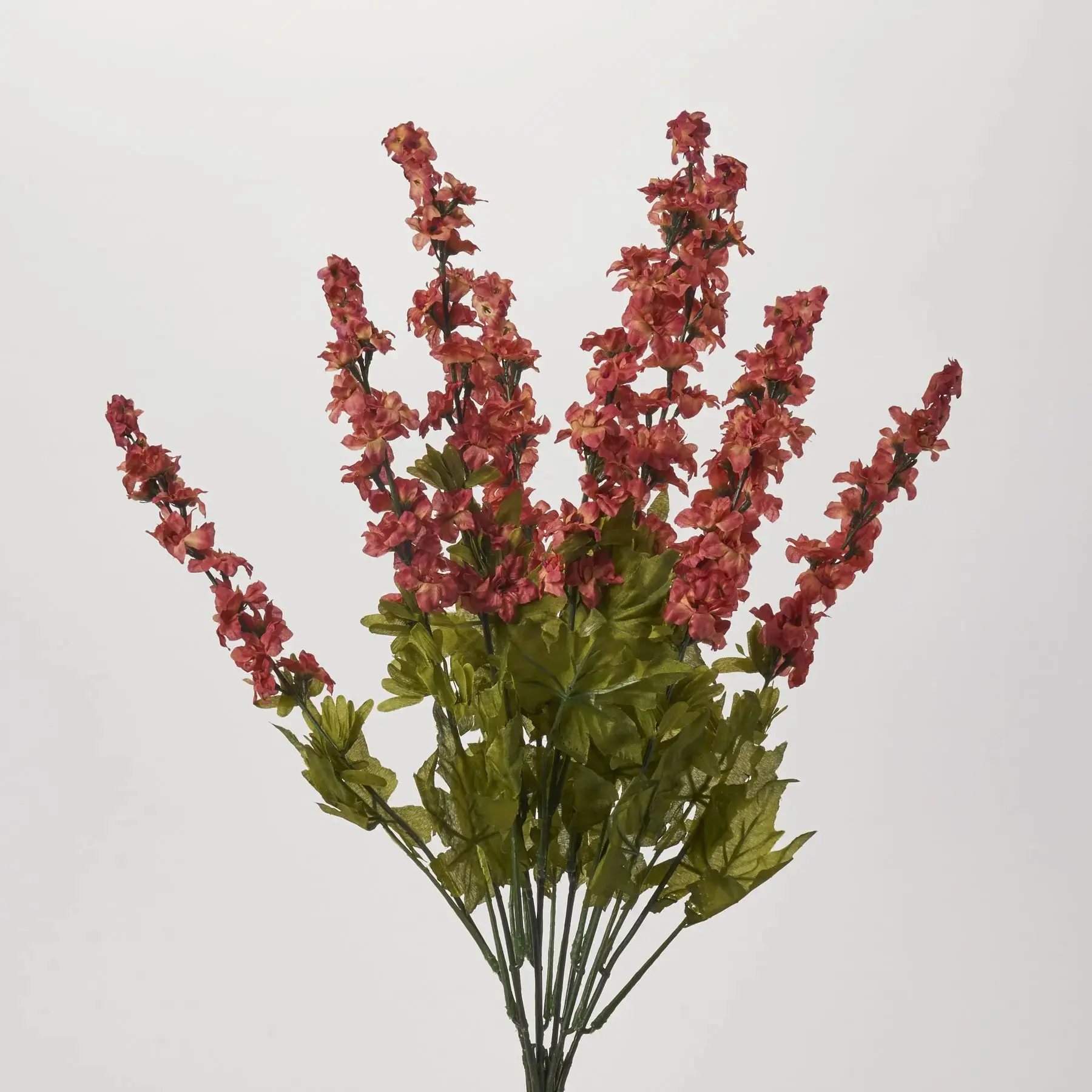 Rustic Red Silk Larkspur Bush Large Bloom & Foliage Stem Bouquet - 26"