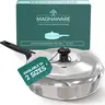 MAGNAWARE 10 & 12 Inch Cast Aluminum Sauté Pan with Lid - 3 & 4 Quarts Capacity for Superior Heat Distribution & Flavor