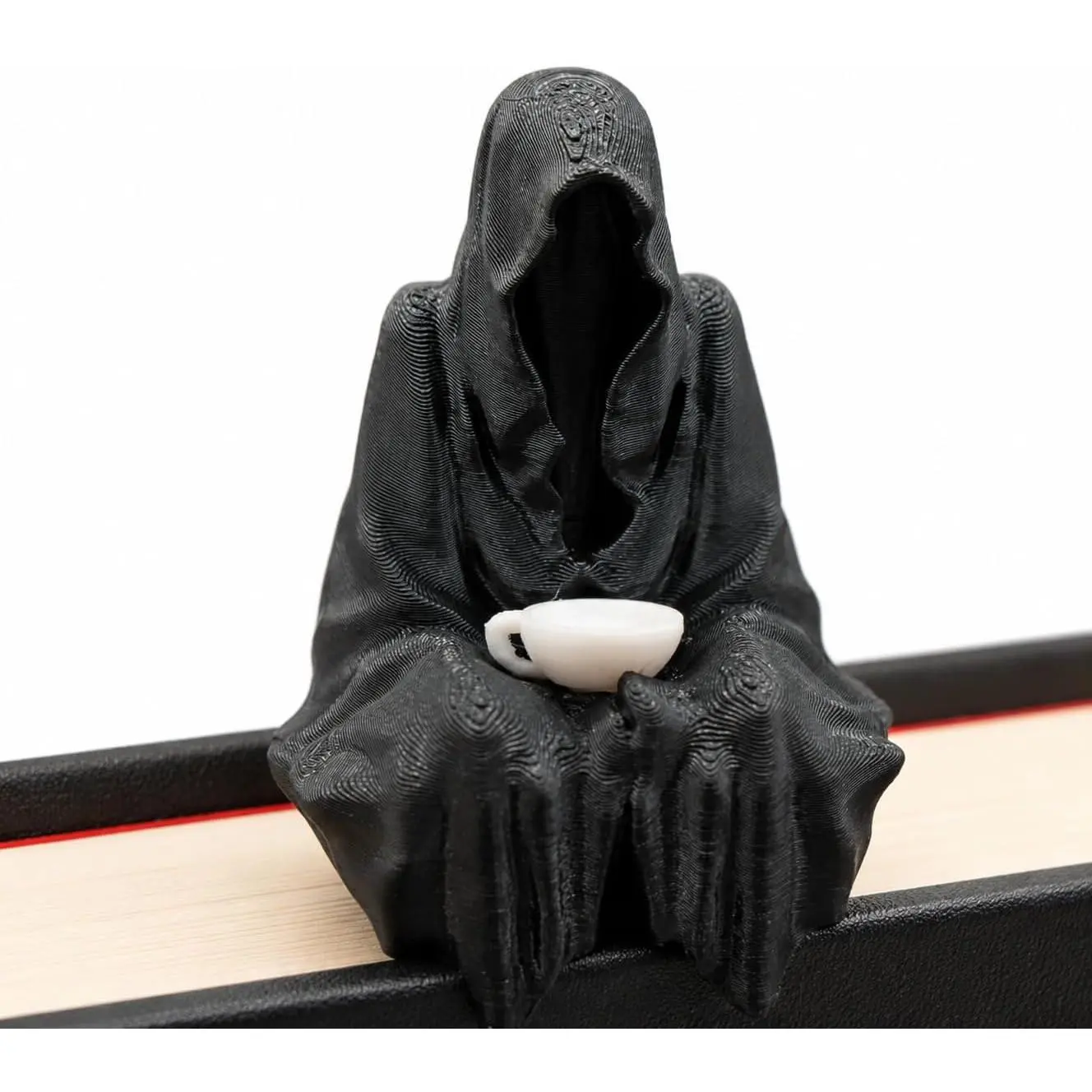 1-Piece Durable Spooky Grim Reaper Figurine - ACOTAR & Suriel Inspired Gothic Teacup Statue, Modern Layered Texture Home Decor, Default Desk Room Accessory, Dark Fantasy BookTok Bookshelf Collectible, Acotar And Suriel Inspired, Bookshelf Decor Lovers