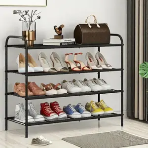 4-Tier Storage Shoe Rack for Closet, Footwear, Closet Floor, Entryway Storage, Wide Stackable Shoe Rack for 9-16 Pairs of Men's And Women's Shoes. Organiser Adjustable Room Paint