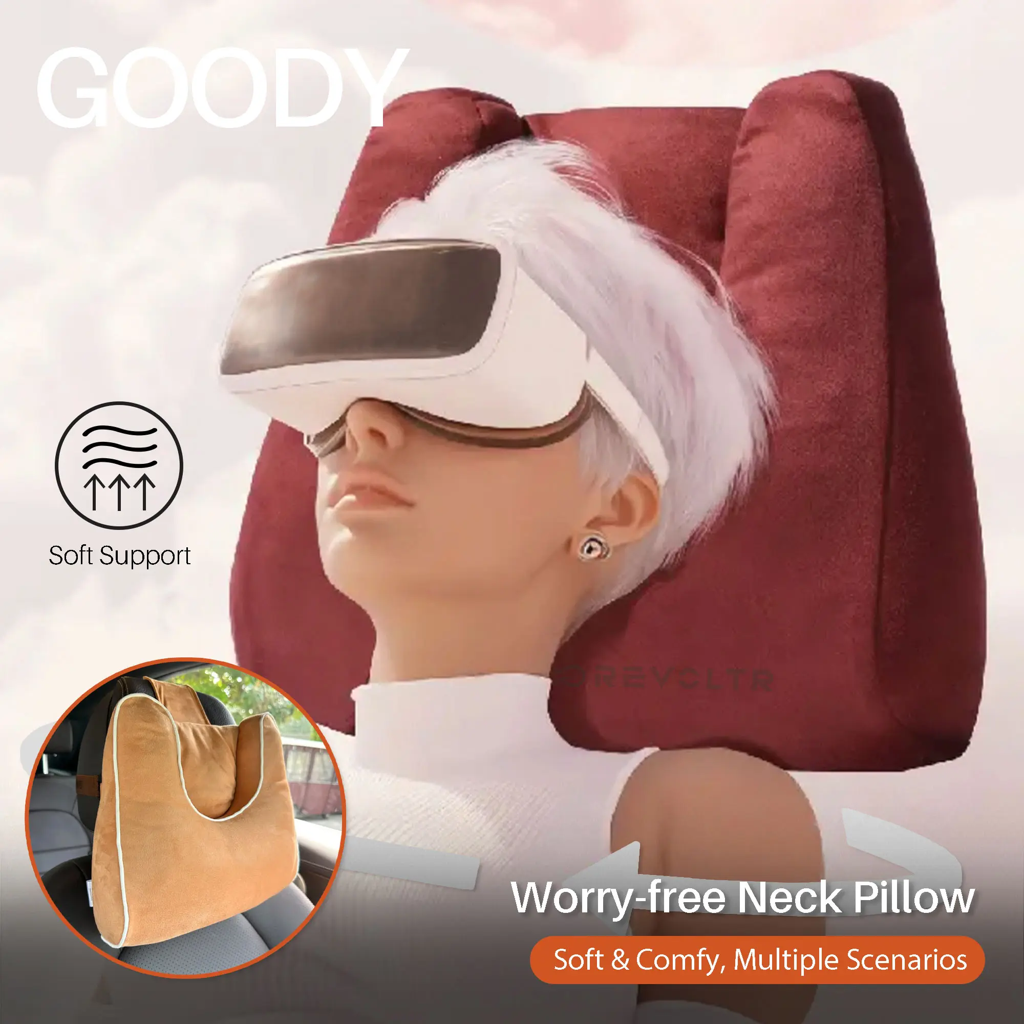 Premium Headrest Worry-free Neck Pillow, 1 Count Universal Soft Car Seat Neck Pillow, Comfortable Infinity Travel Neck Head Rest Cushion Support, Breathable Backwards Neck Protector, Auto Interior Accessories, Car Accessories Infinite Pillow