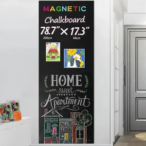 Blackboard Wall Alphabet Stickers, 1 Roll Self Adhesive Chalkboard Wall Decal with 5 Counts Colorful Chalk, Durable Chalkboard Wall Sticker for Office, School, Home, Durable Drawing Pad