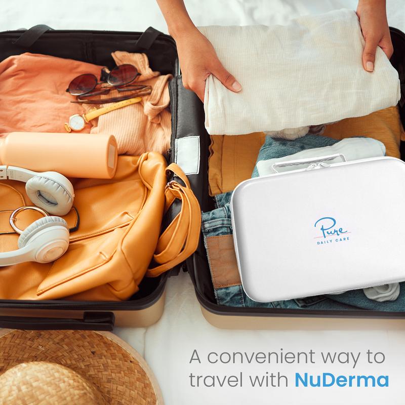 Pure Daily Care Premium Travel Case for NuDerma Wands - Shock Resistant Waterproof Zipper Closure - Compact 13x9x3 inch Storage for 6 Wands & Base Handle