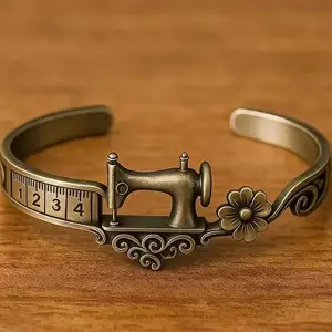1pcs Sewing Machine Bracelet and Ring, Unique Decorative Accessory, Perfect Gift for Craft Enthusiasts, Stylish Jewelry Piece