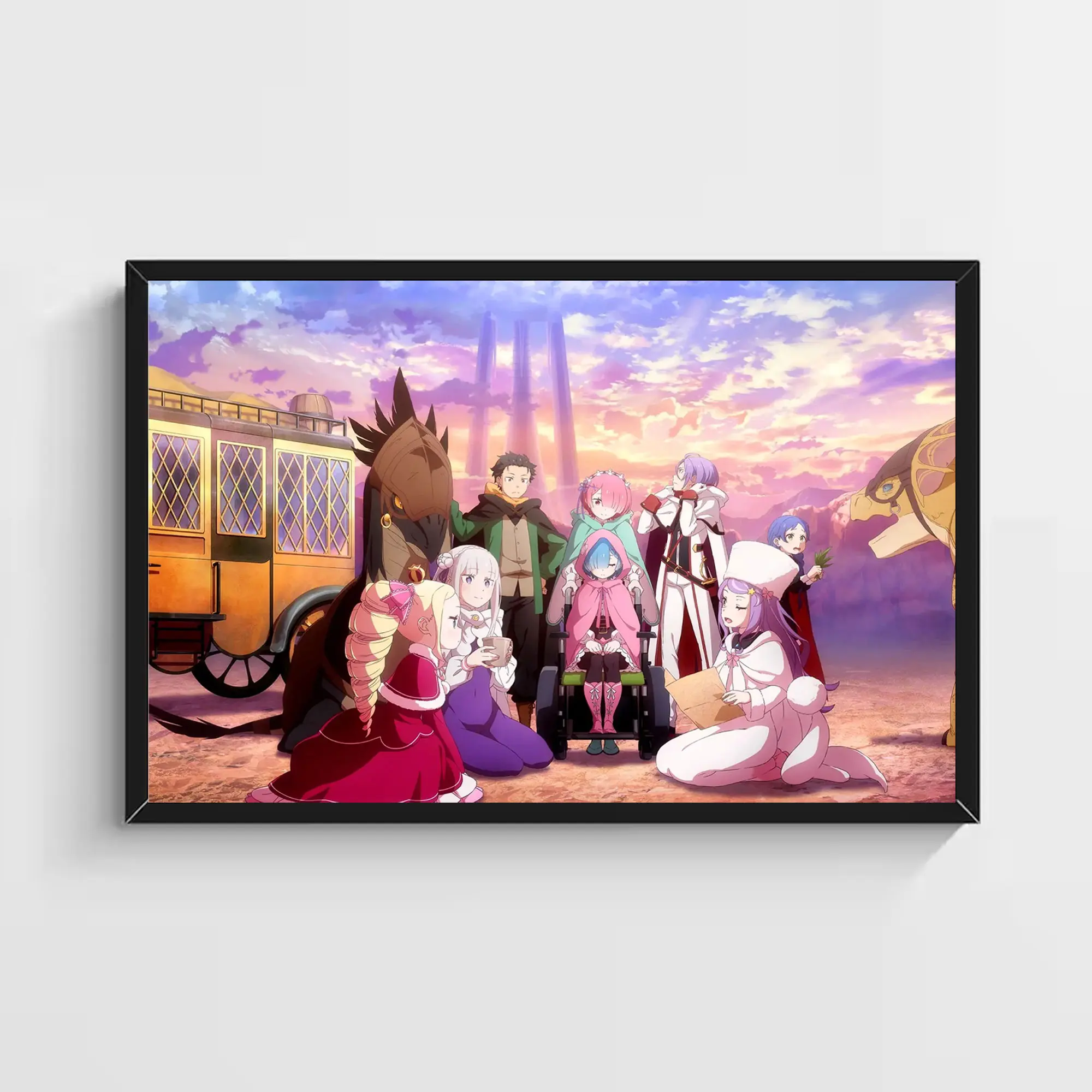 NO FRAME - Re:ZERO Starting Life in Another World Anime Poster, Emilia & Subaru Wall Art Print, Manga Room Decor, Gift for Fans