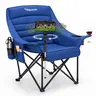 ABORON Oversize Fabric Folding Camping Chair - 500lb Capacity, 360° Phone Holder, 2 Cup Holders (Steady Hold), Side Pockets, Carry Bag, Full Lounging Support, Extra Thick, Light & Compact, Unisex for Family Adventures, Instant Outdoor Movie Night
