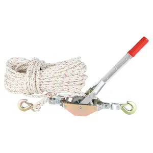 VEVOR Rope Puller, 3/4 Ton (1, 653 lbs) Pulling Capacity, with 100' of 0.6 dia. Rope, 2 Hook, Come Along Winch, Heavy Duty Ratchet Power Puller Tool for Moving Boats, Securing Items, Transporting LogsVEVOR Super Brand Day