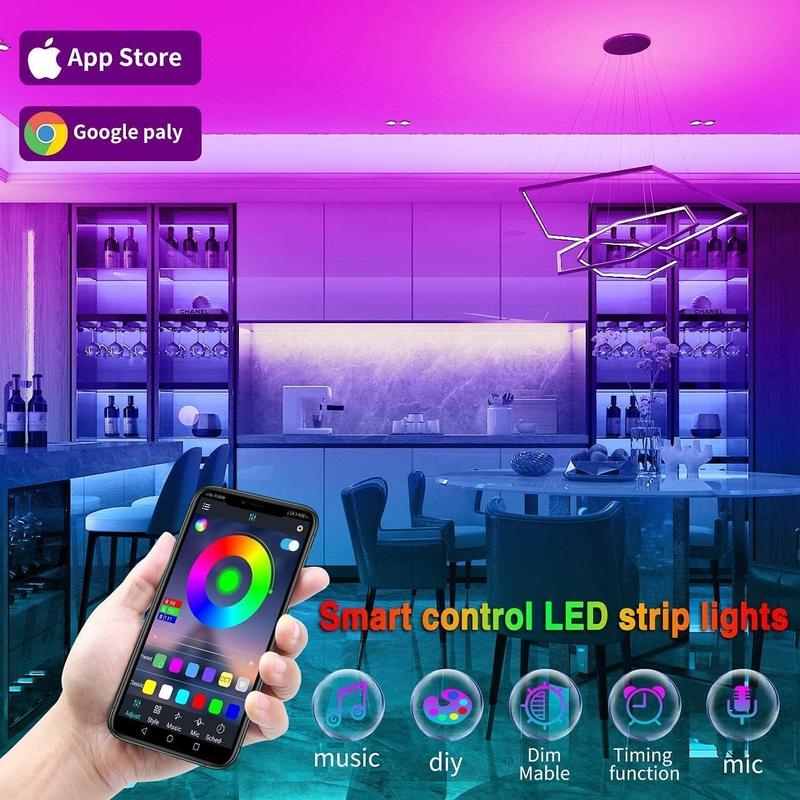New Deal - Led Lights for Bedroom 100ft (2 Rolls of 50ft) Music Sync Color Changing Strip Lights with Remote and App Control RGB Strip, for Room Home Party Decoration