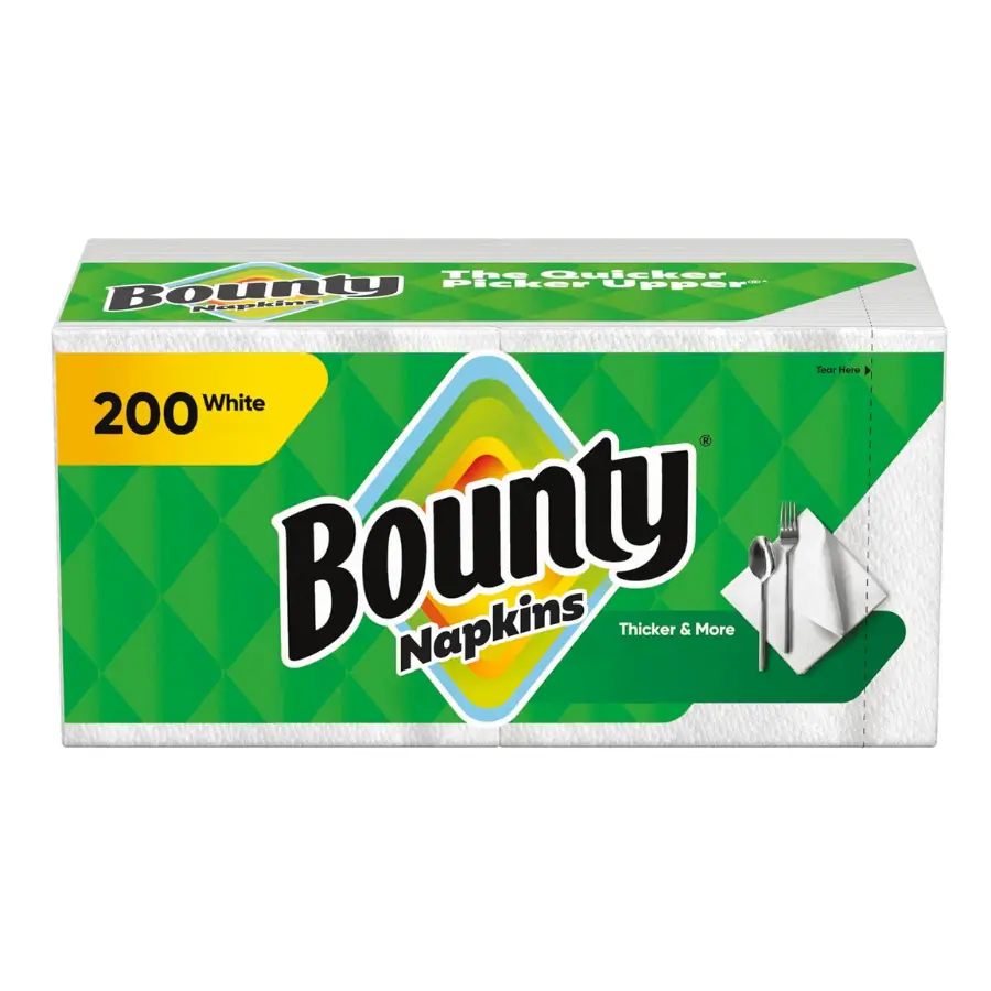 Bounty Paper Napkins, 200 Count White Disposable Napkins for Meals, Parties, Dining and Everyday Use