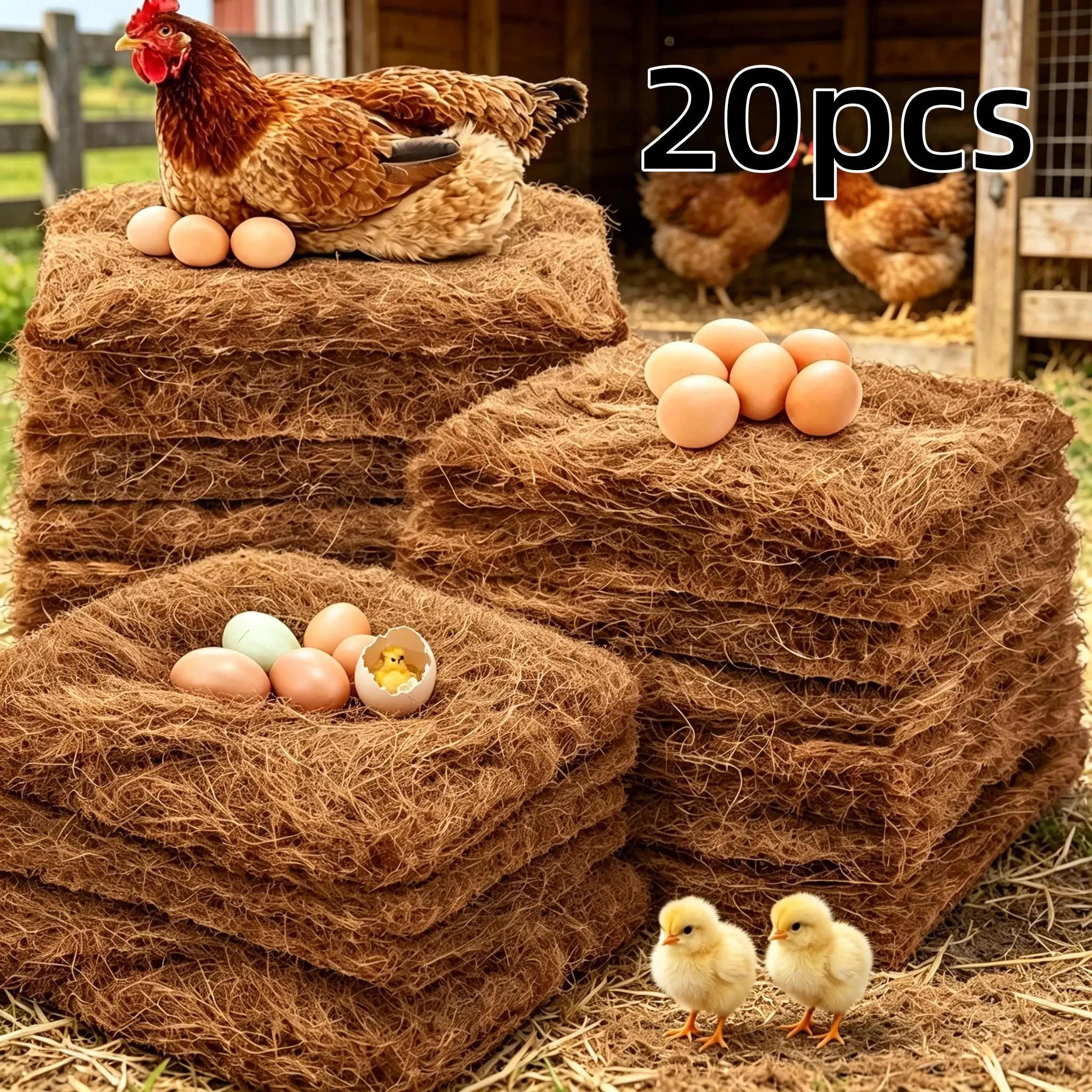 20-Pack Natural Nesting Pads - Chicken & Bird Laying Nest Bedding Material, Suitable for Laying Hens' Coop Nesting Boxes, Small Animals Like Rabbits, Hamsters, Chickens/Birds, Laying Nests