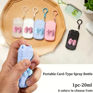 20ml/0.68 Oz Portable Card-Type Spray Bottle With Bow Tie Accessories And A Lanyard, Mini Card-Shaped Fine Mist Bottle, Perfume Is Bottled Separately, Water Essence Is Bottled Separately, And Bottled Separately With Nozzles, For Travel, Outings