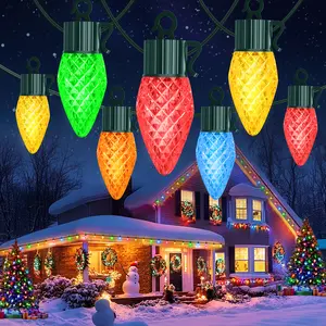 【Black Friday Sale】Merry Christmas!!Smart C9 Christmas Outdoor LED String Lights, 50 LED 83ft Outdoor Lights String, Remote Controlled, With Timmer Color Changing RGB&Warm White Xmas Lights for Outdoor Christmas Tree  Holiday Decorations