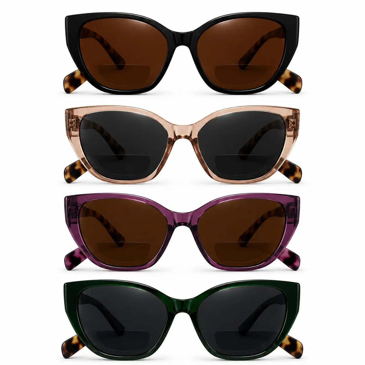 Bifocal Reading Sunglasses for Women, Cat Eye  Readers with UV Protection, HD Tinted Lenses, Lightweight Outdoor Reader Glasses for Driving & Daily Use