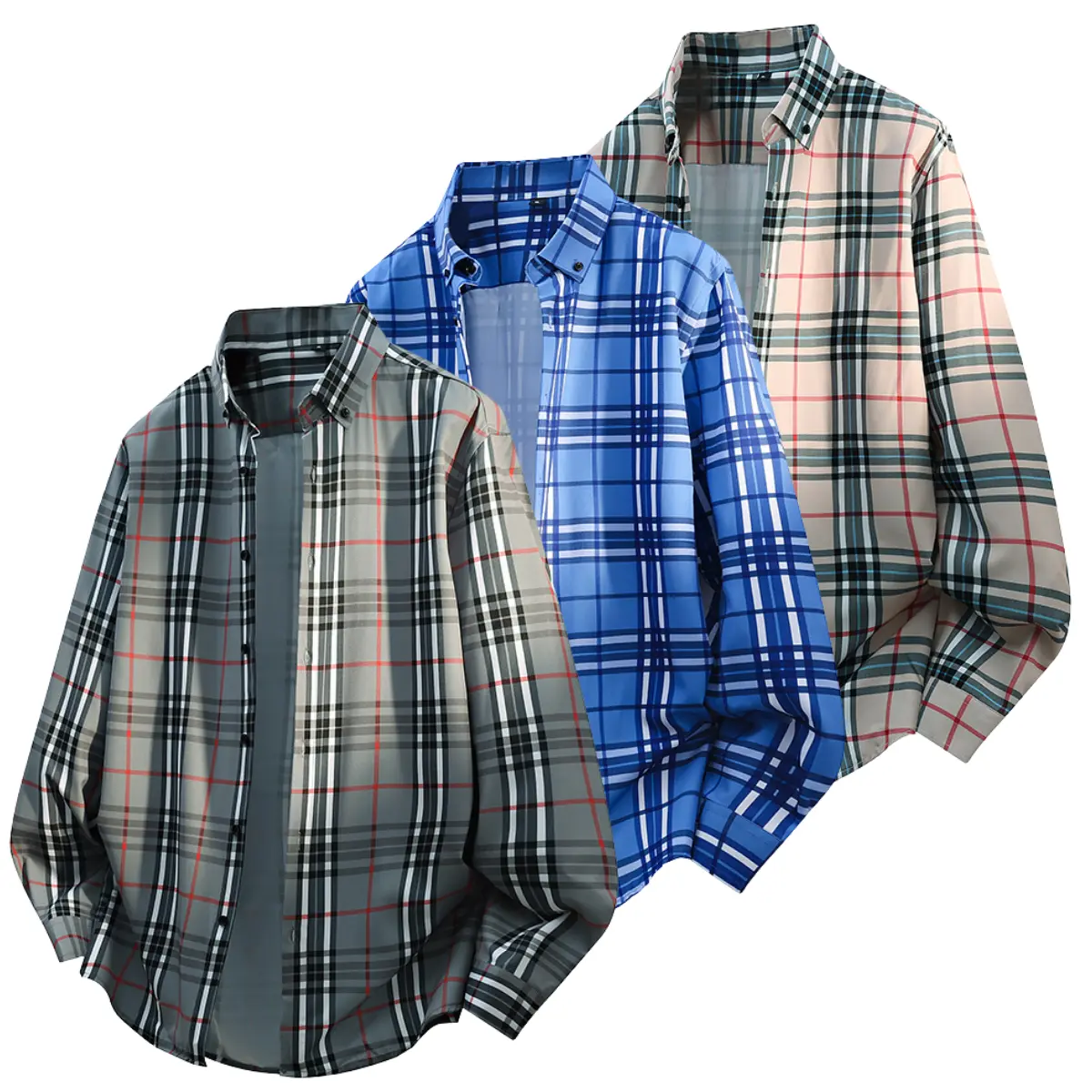 Men's Casual Checkered Shirt Jacket, Retro Preppy Style Button-Up with Stand Collar and Cuffed Sleeves